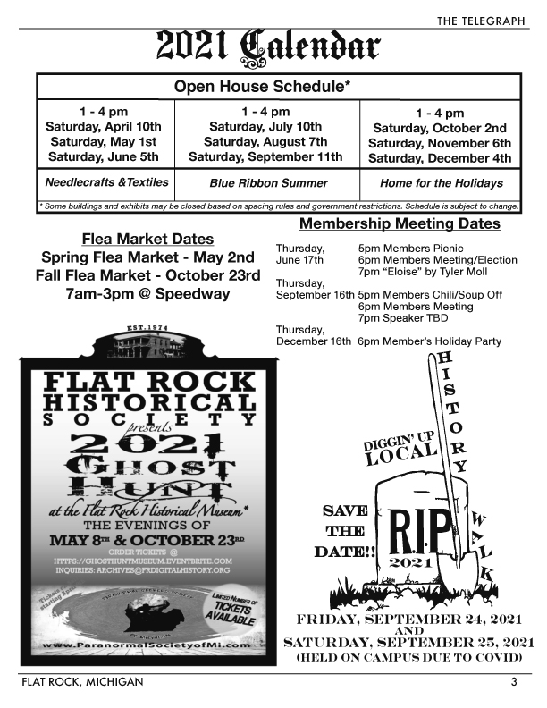 Events – Flat Rock Historical Society